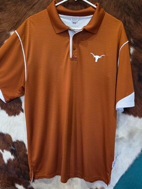 Russell Athletic Burnt Orange Polo with White Longhorn Logo